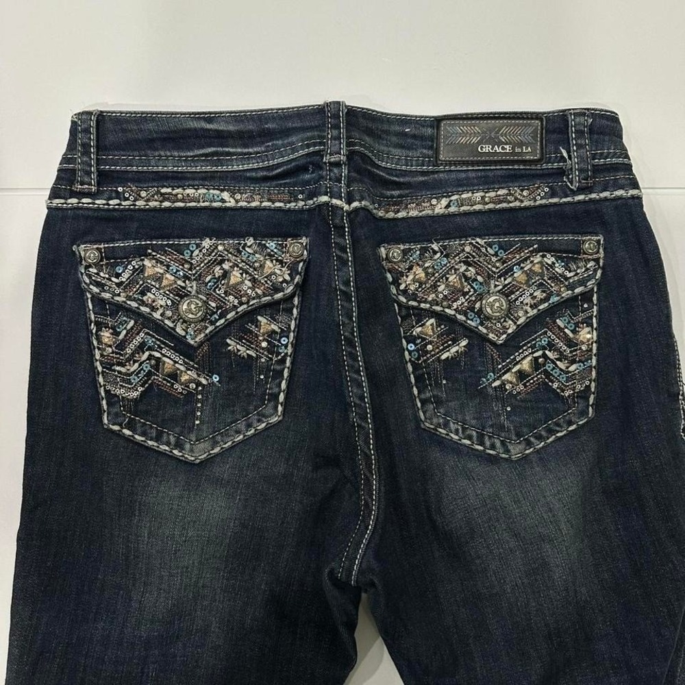 Grace In La Jeans Easy fit sz 30 Aztec Embellished design - Dark wash
